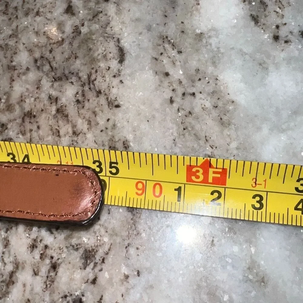 Terry Stack Vintage Brown Leather Belt Gold Rhinestone Accent Bead Women’s Small